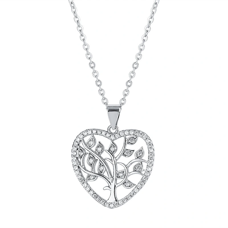 Hainon Love Pendant S925 Sterling Silver Rainbow Tree of Life Necklace Temperament Clavicle Chain jewelry 1