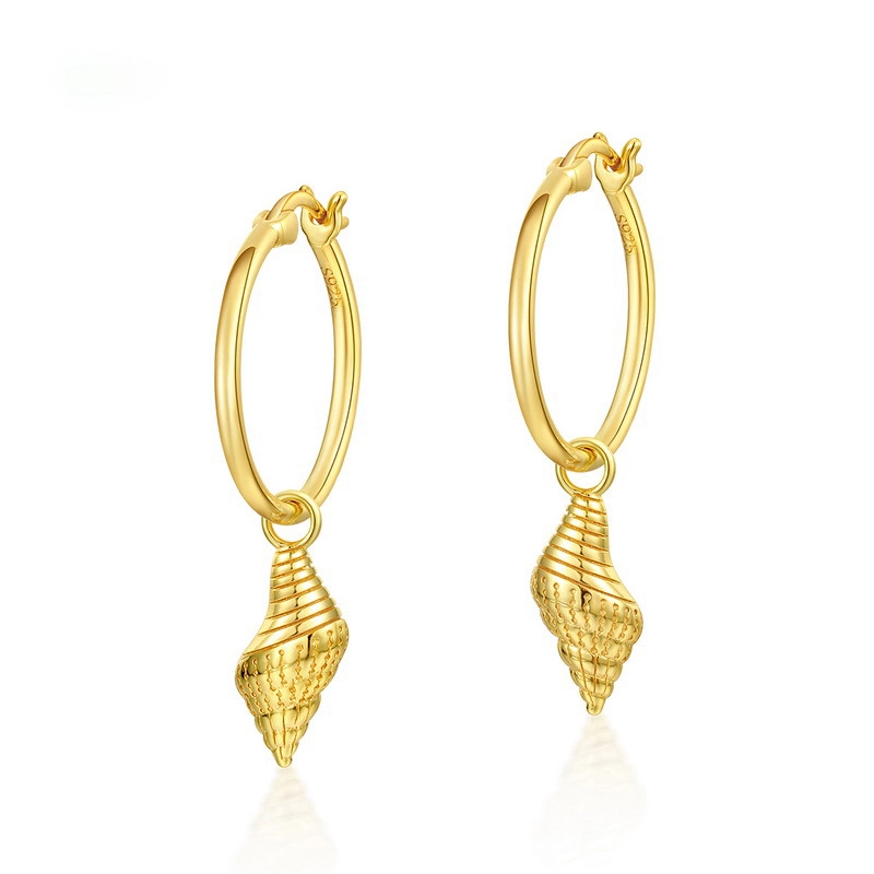 Hainon European Fashion Gold Plated Conch Dangle Earrings Hot Sale Personality Engagement Party Dangle Earrings 1