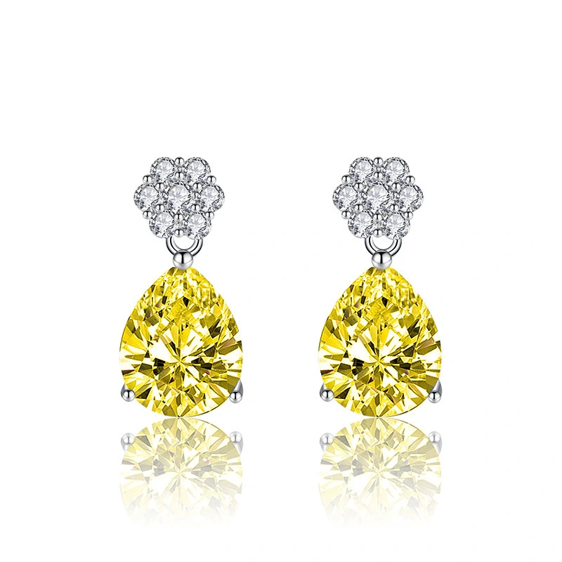 Hainon fashion jewelry 17mm zircon Water Drop flower stud Earrings for women Gift card flannel bag set wholesale 1