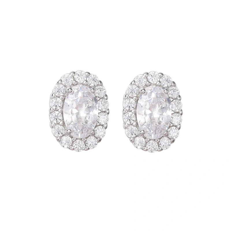 Hainon 925 silver stud earrings women cute oval zircon jewelry earings 2021 wholesale 1
