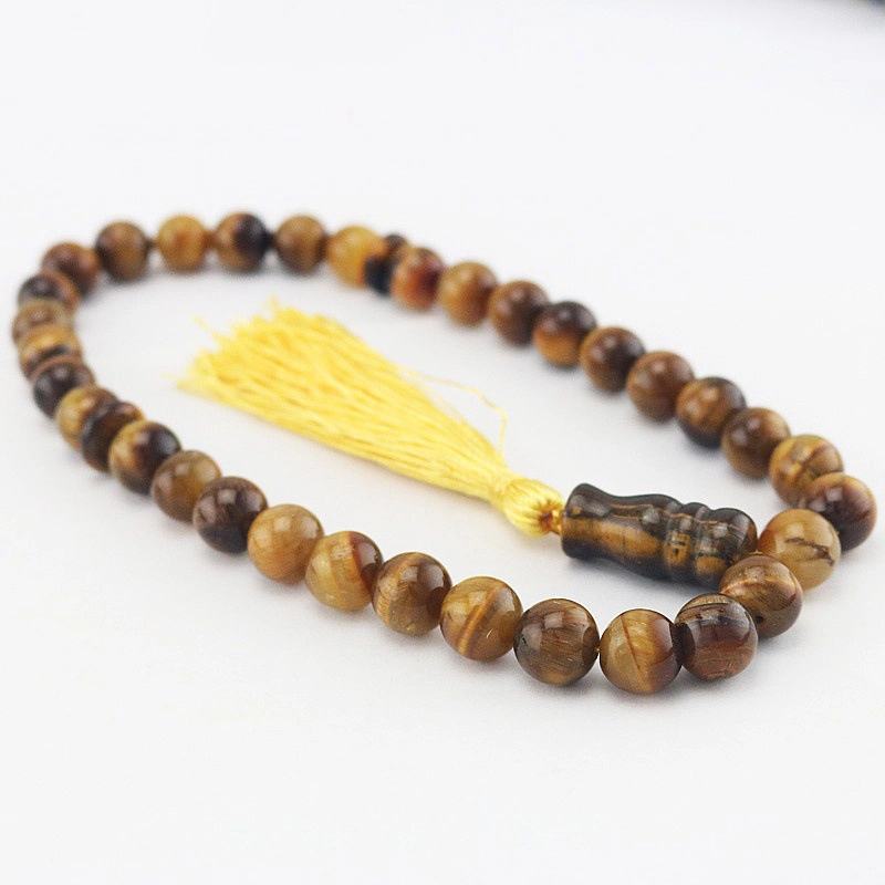 Rosary bead islamic bracelet Natural Stones 12MM 33 particle Bead with Tassels Decor Prayer Beads muslim 1