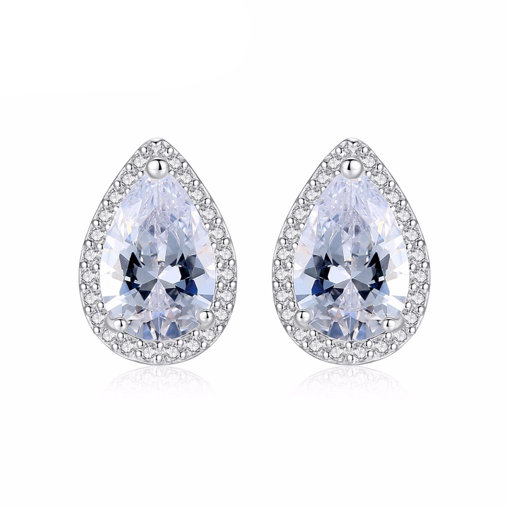 Hainon 2021 stud Earrings with Water Drop Zircon Wonderful Gift Choice for Girls Women Gift card flannel bag set 1