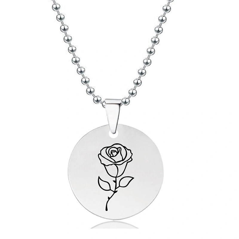 Hainon Rose Love Stainless steel necklace Personality customized laser engraving Valentine's Day Gift Card boxs set 1