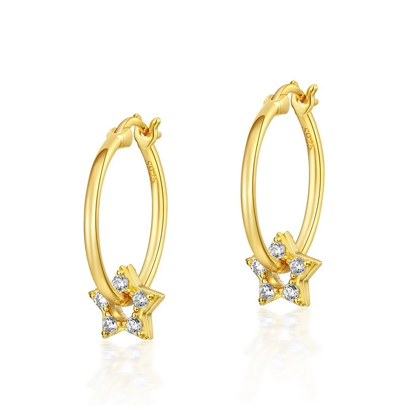 Hainon European Fashion Alloy white zircon Earrings Hot Sale Personality Gold Plated Alloy Hoop Earrings 1