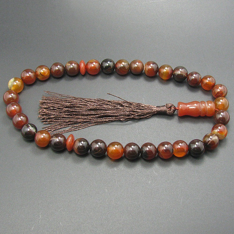 Rosary bead bracelet Natural Stones 33 particle Amber color Bead with Tassels Decor Prayer Beads 1
