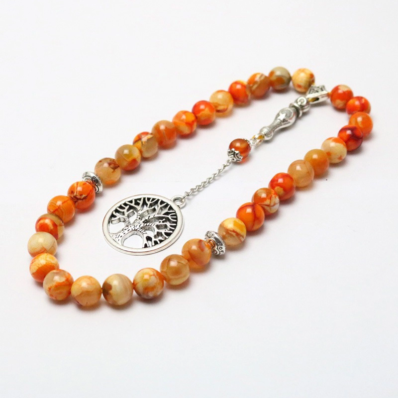 Jewelry 8MM 33 Rosary Prayer Beads Tree of Life Bracelet with Tassels Decor rosary Beads 1