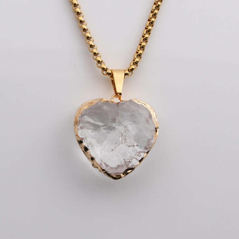 Hainon White Crystal Moon Love Heart Pendant Necklace Valentine's Day Gift European and American Fashion Jewelry 1