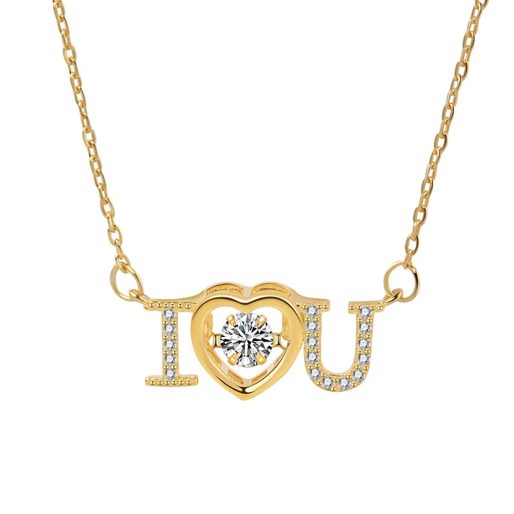 Hainon Explosion Necklace Female Niche Design Letter I love you Heart Necklace Love Pendant jewelry wholesale 1