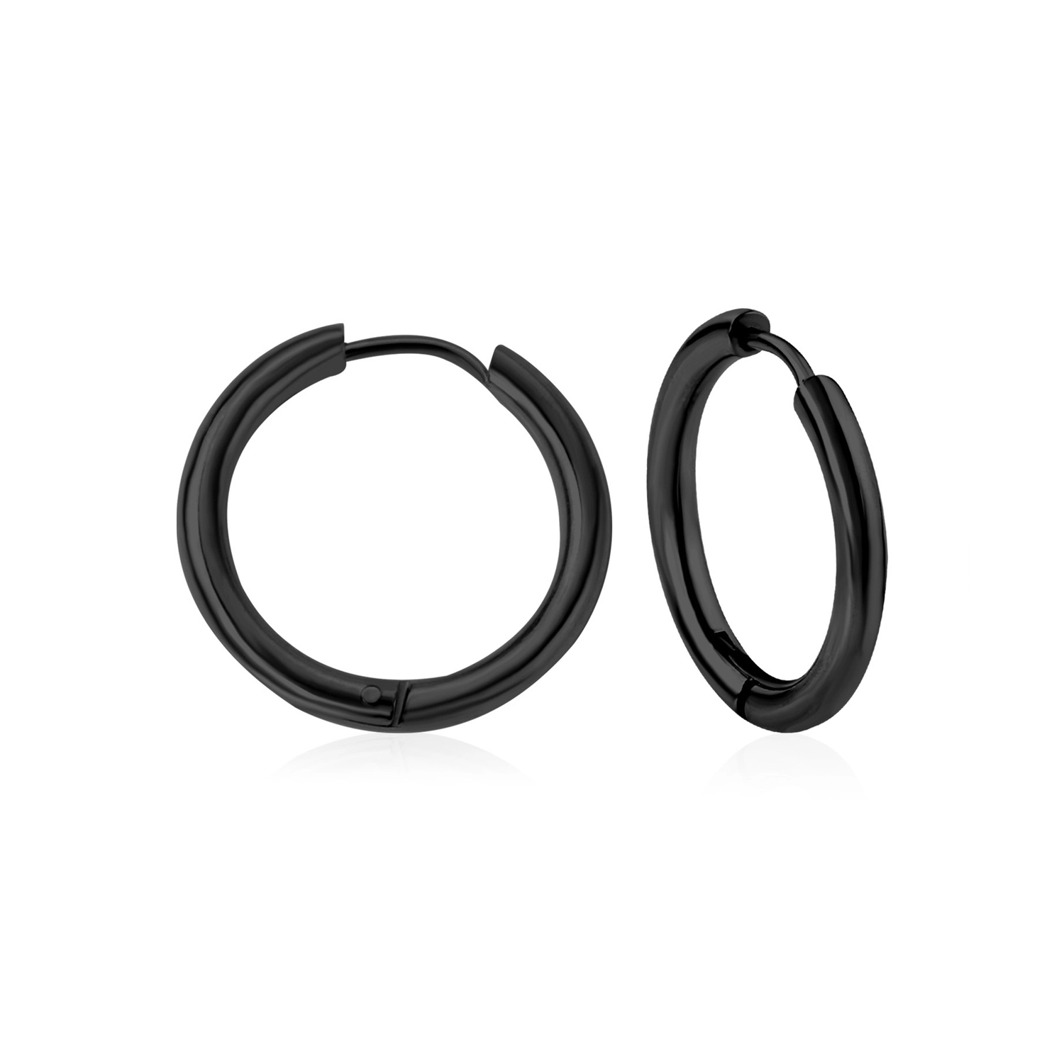 Hainon European 12mm 20mm Fashion stainless steel Earrings Hot Sale Personality black zinc Plated hoop Earrings1 1