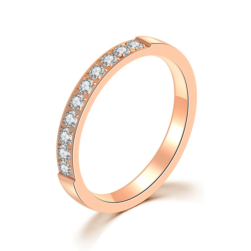Hainon Fashion Simple Full CZ Titanium Steel Ring Jewelry Women rose Gold Plated Stainless Steel Ring 1