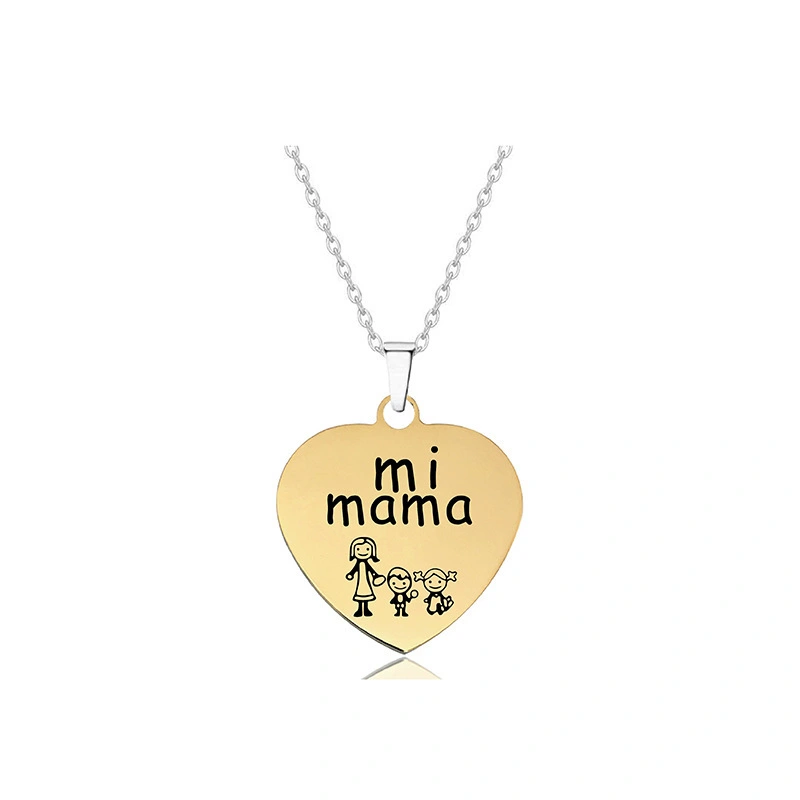 Hainon Personalized Custom stainless steel necklace Thanksgiving gift Children give to mama Heart necklace Card boxs setaaa 1