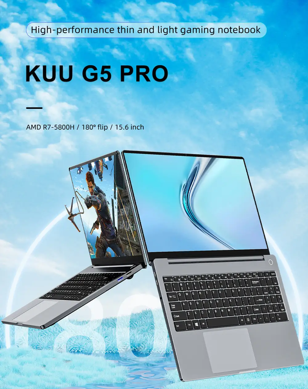 KUU G5 Pro Laptop 15.6 inch 16GB+512GB AMD Ryzen 7 5800H PCIE Windows 11 Notebook 7
