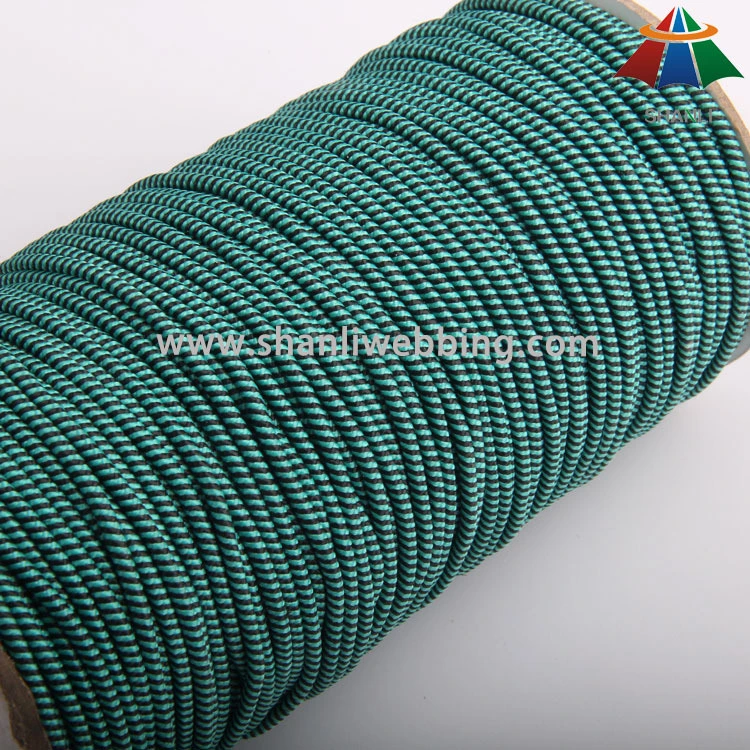 3mm Black Green Polyester Striped Elastic Rope 1