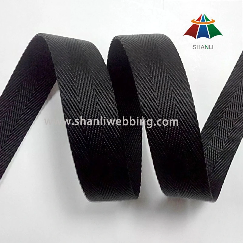 25mm Black 3 Twill Twisted Nylon Webbing 1