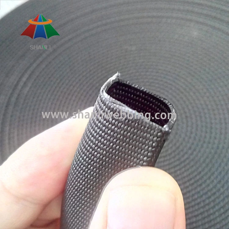 1 Inch Black Tubular Flat Nylon Webbing 1