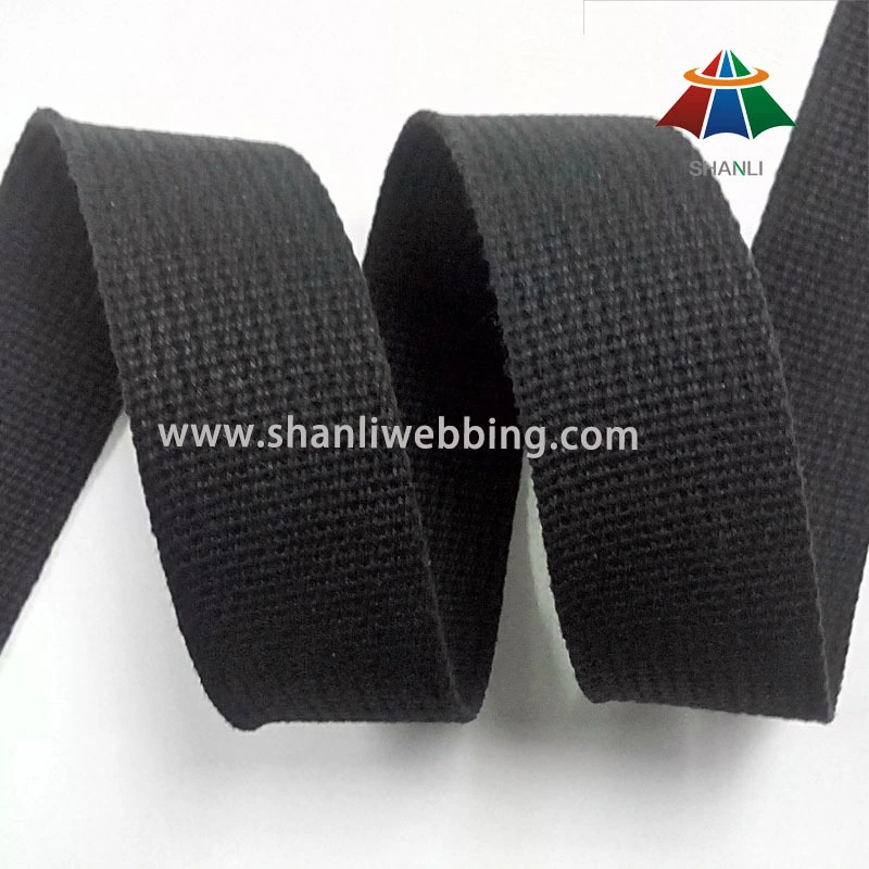 38mm Black Grooved Pure Cotton Webbing 1