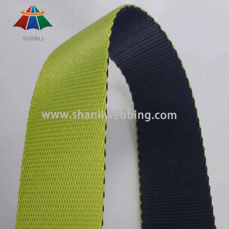 1 Inch Black and Green Striped Nylon Webbing 1