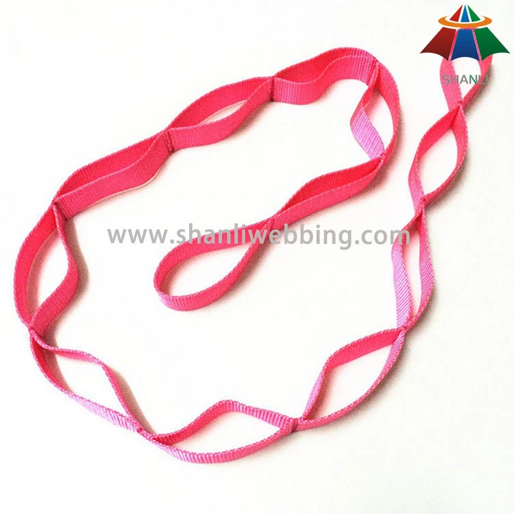 Custom durable nylon yoga stretch strap with loops 1