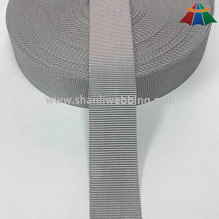 1.25 inch gray flat nylon webbing 1