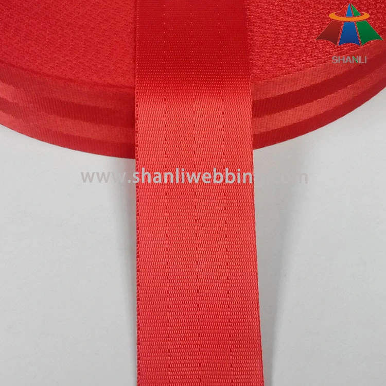 1.5 inch (38mm) red 4-panel nylon seatbelt webbing 1