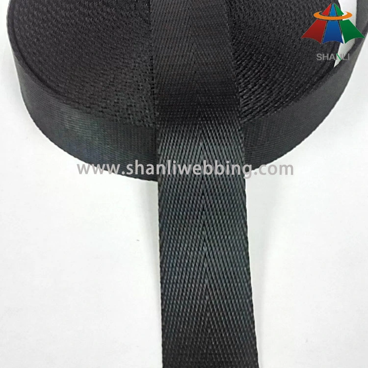 25mm black herringbone nylon webbing 1