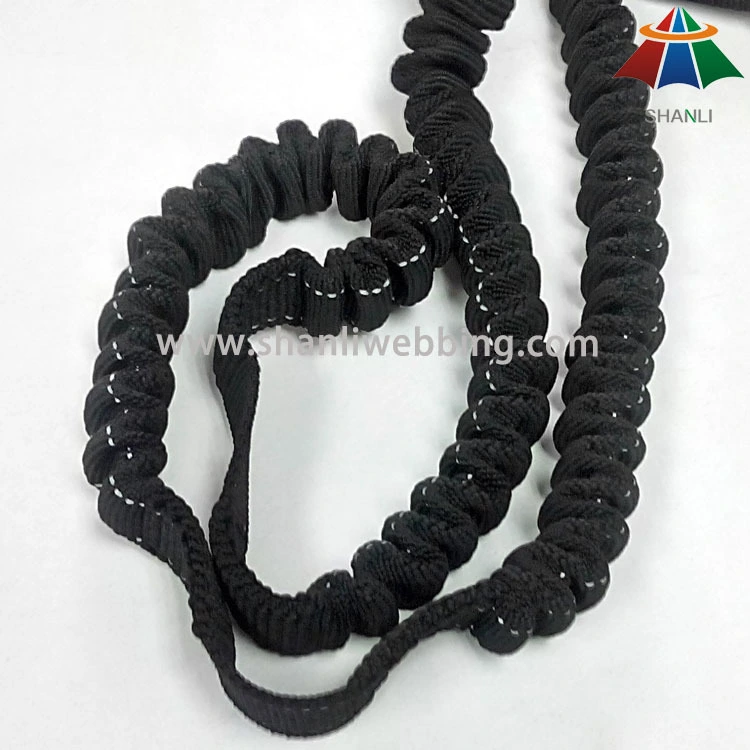 25mm black nylon bungee webbing for retractable pet leashes 1