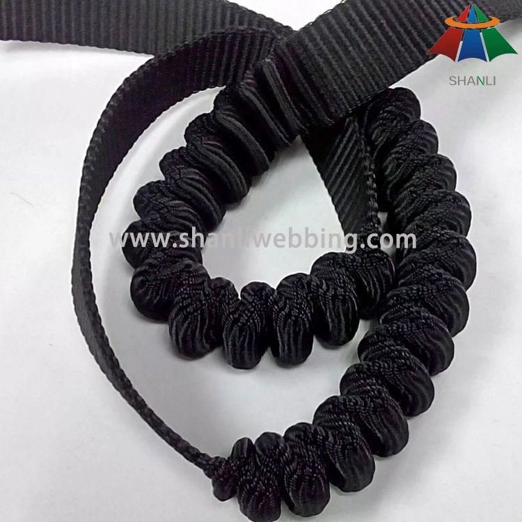 32mm black polyester elastic bungee webbing for outdoor safety products 1