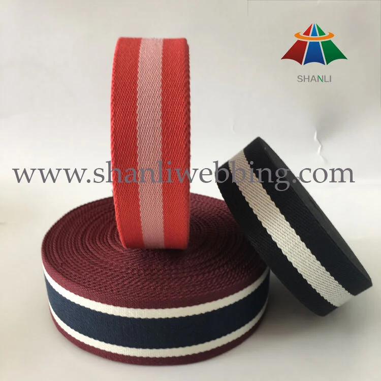2016 wholesale colorized striped color canvas webbing for bag handles and shoulder straps 1