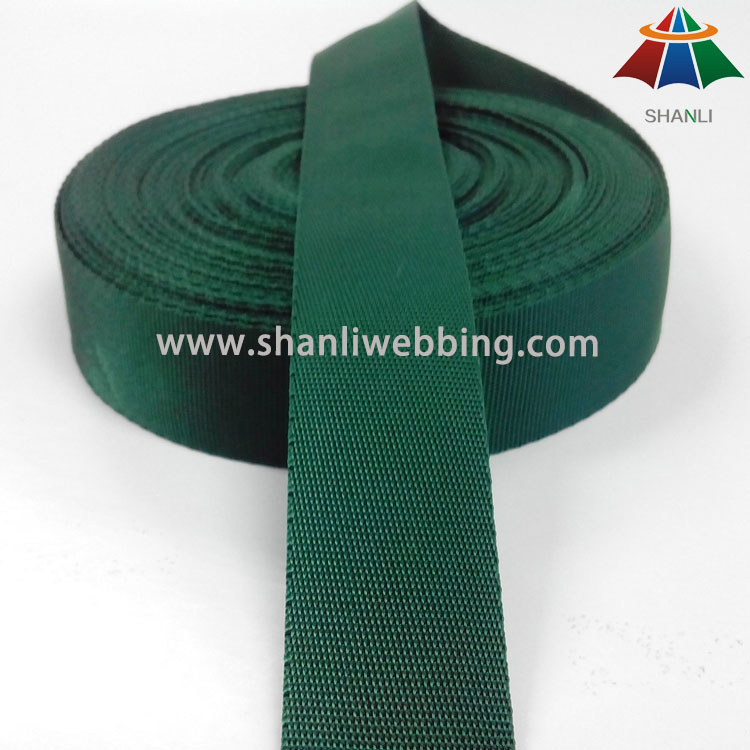 23mm light weight tiny twill weave lines forest green polyester webbing tape 1