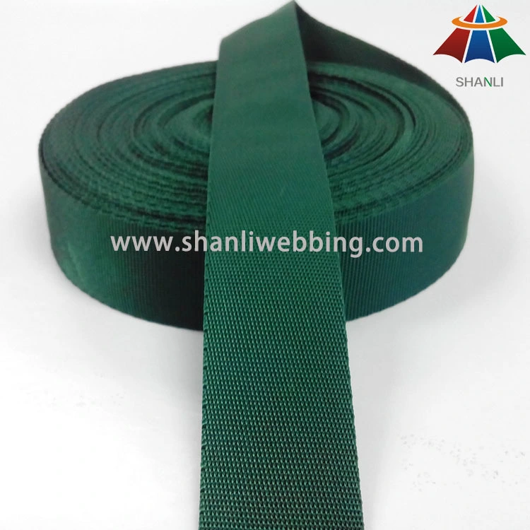 23mm light weight tiny twill weave lines forest green polyester webbing tape 1