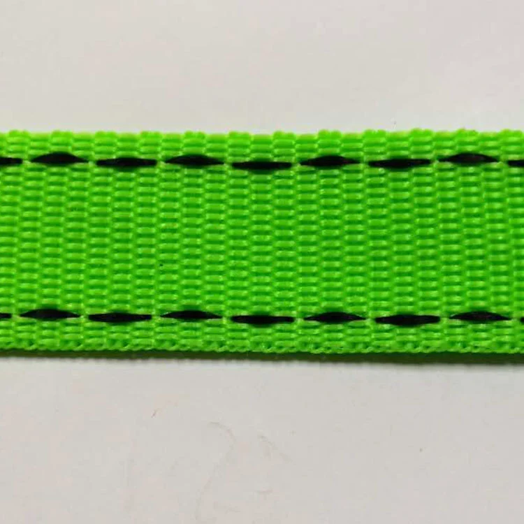 2cm Green Flat PP Webbing with Striped Lines 1