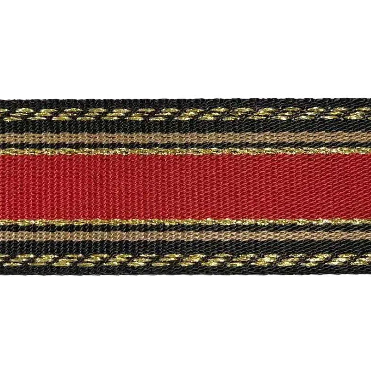 1.5 inch stripe nylon webbing with gold thread new style 1