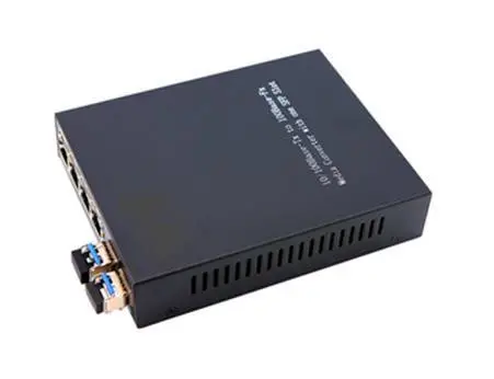 10/100/1000M Fiber Ethernet Media Converter With 4 RJ45 Ports & 2 Fiber Ports 1