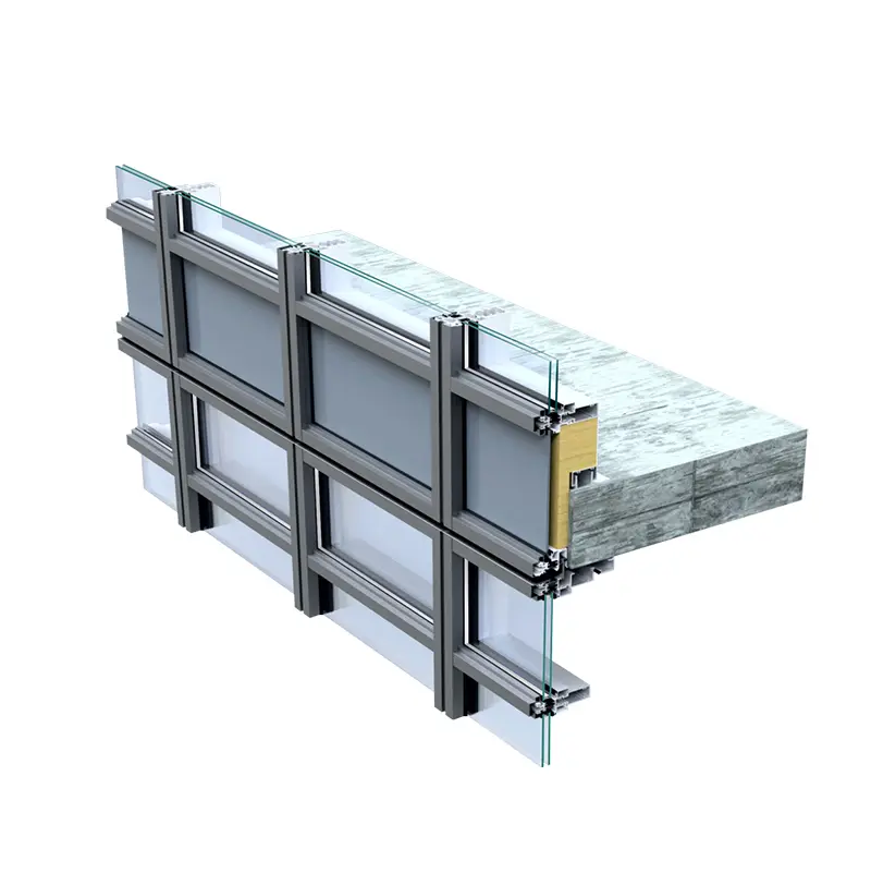 Aluminia unuigita fenestra muro aluminiaj fenestroj Fabrikistoj