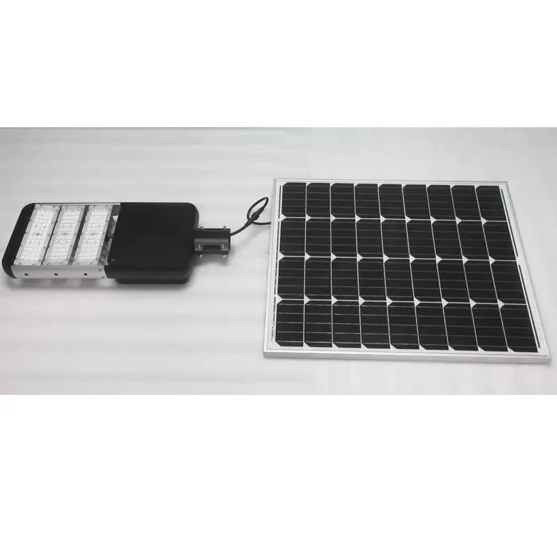 Straalhoekverstelbare 50W LED-straatlig met bypassende sonpaneel en litiumbattery 1