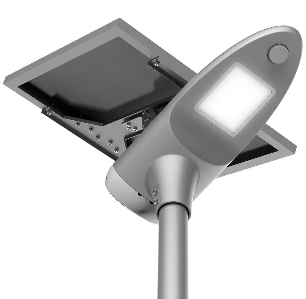 Gemakkelijk te installeren 45W 6000lm LED-straatverlichting op zonne-energie met aparte zonnepaneelkit en magnetronsensor 1