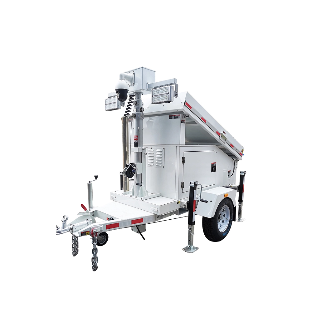 Off-Grid Power Portable Vehicle Mounted Mobile Solar Trailer Solar Tower nga adunay mga Digital Camera 1