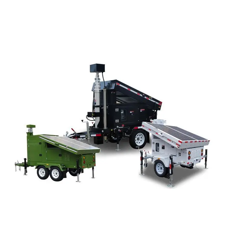 Solar Solution 14400wh Mobile Surveillance Tower Trolley for Security Events 1
