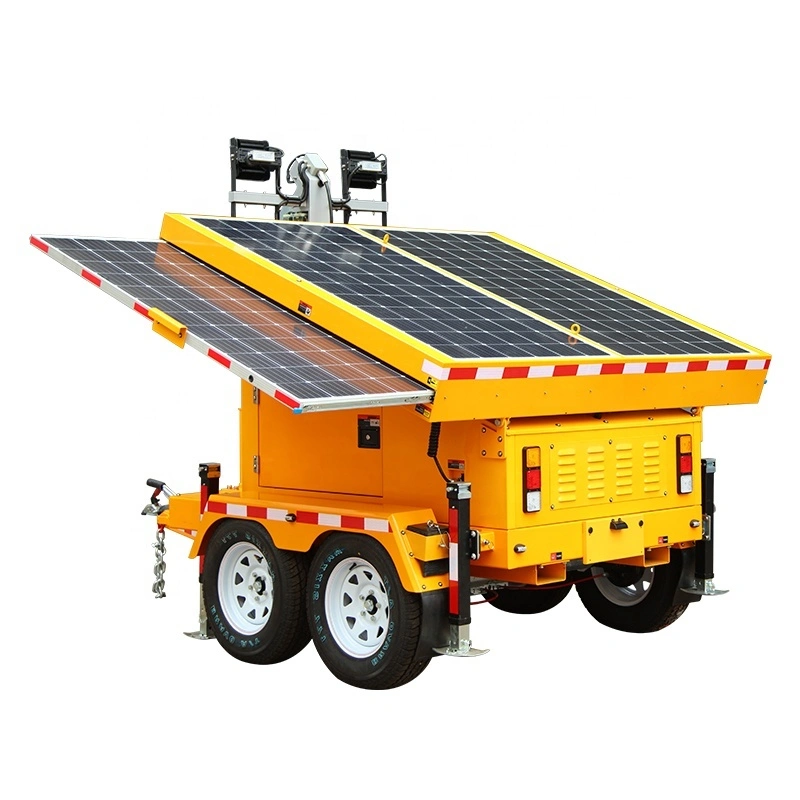 1840w Mobile solar light trailer nga adunay 400w nga mga suga nga orange para sa parkinganan 1