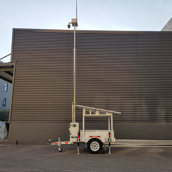 Telescoping Mast Tower Security Surveillance Kamera CCTV Treler Solar Mudah Alih untuk Tapak Kerja 5