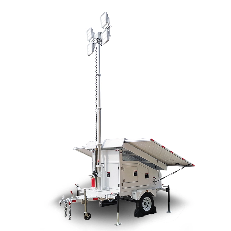 6m Telescopic Mast LED Flood Light Sa gawas nga Lighting Tower Solar Trailer Para Renta 1