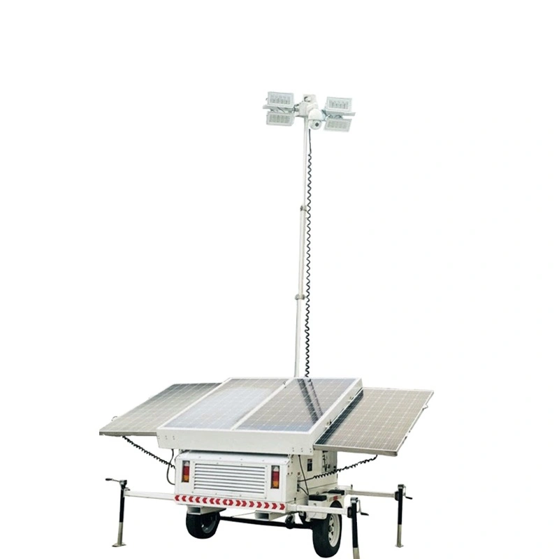 150lm/W LED Vloedlig 30'9m Hidrouliese Teleskopiese Mast Mobiele Solar Light Tower Vir Mynwerf 1