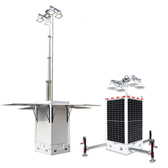 Lugar sa Trabaho sa gawas 400W Solar Powered Portable Light Tower nga adunay Lithium Battery ug Telescopic Mast Cuboid Series 1