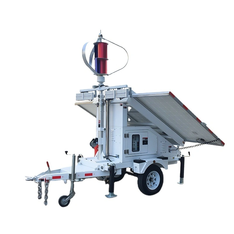 Wind Turbine Solar Light Tower Hybrid LED Light Trailer Tower 1