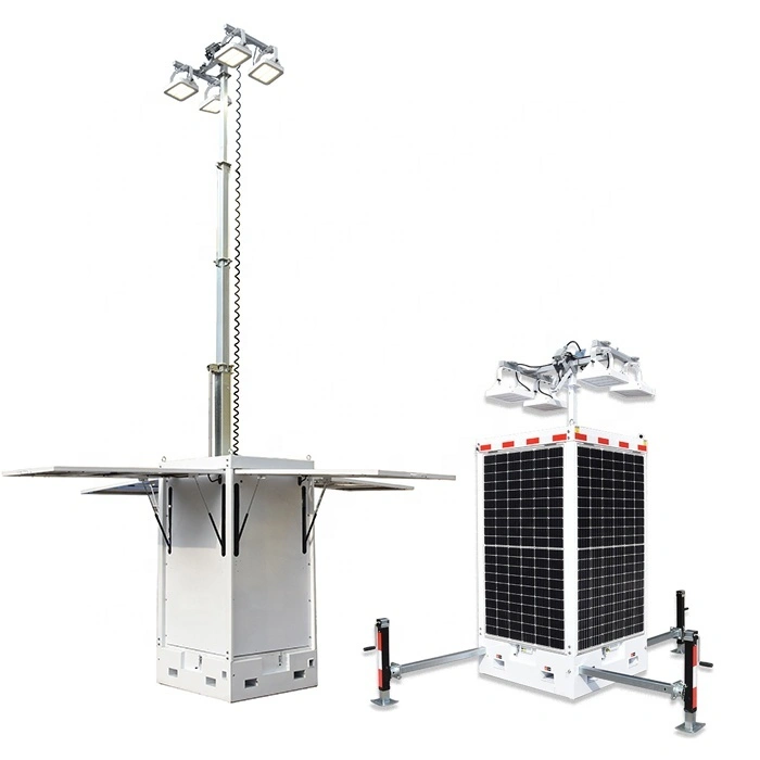 600W Buitelug LED-beligtingstoring met 4*380W mobiele Cuboid Solar Straatlig 1