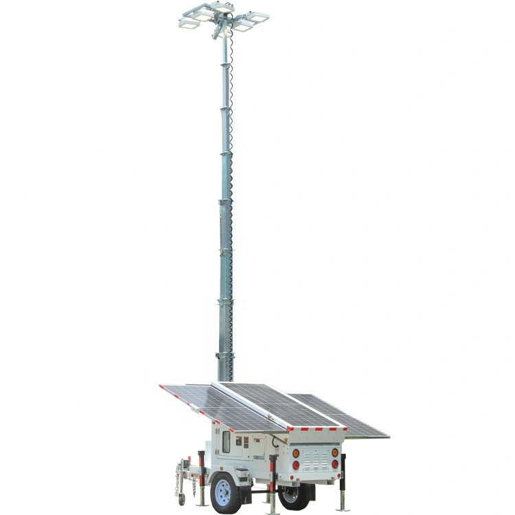 Menara cahaya suria dengan lampu led 4*100w dan bateri GEL 6*150Ah, 12V untuk penyewaan sukan 1