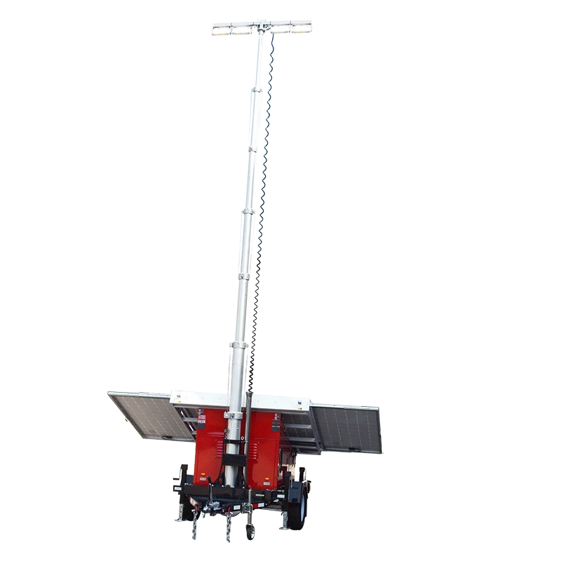 400w solar light with in red AL-KO tow hitch and Axle for outdoor security uses 1