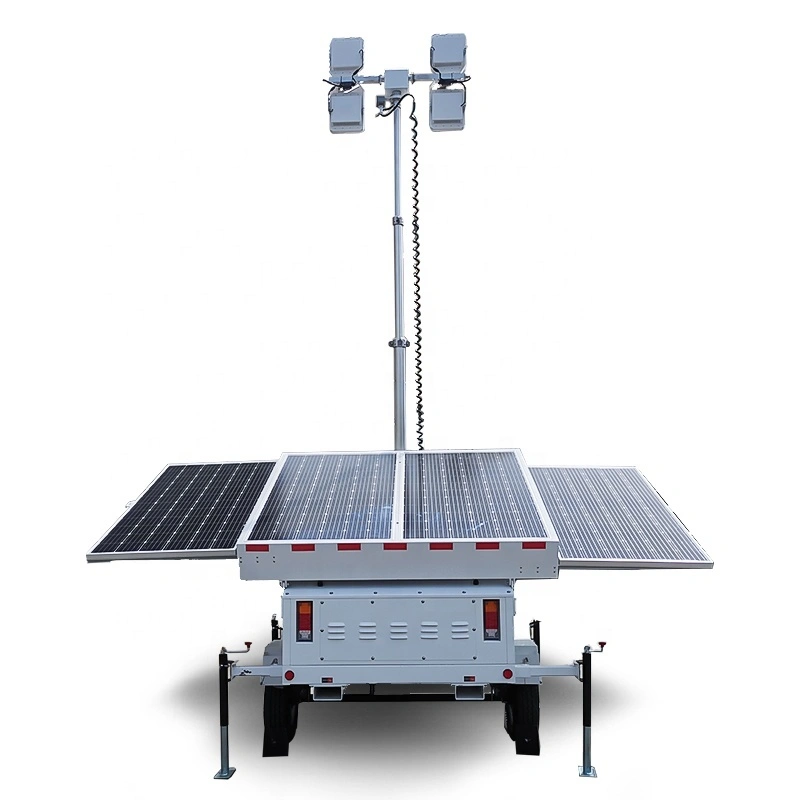 600w Solar light tower nga adunay upat ka solar panel alang sa parkinganan sa world cup 1