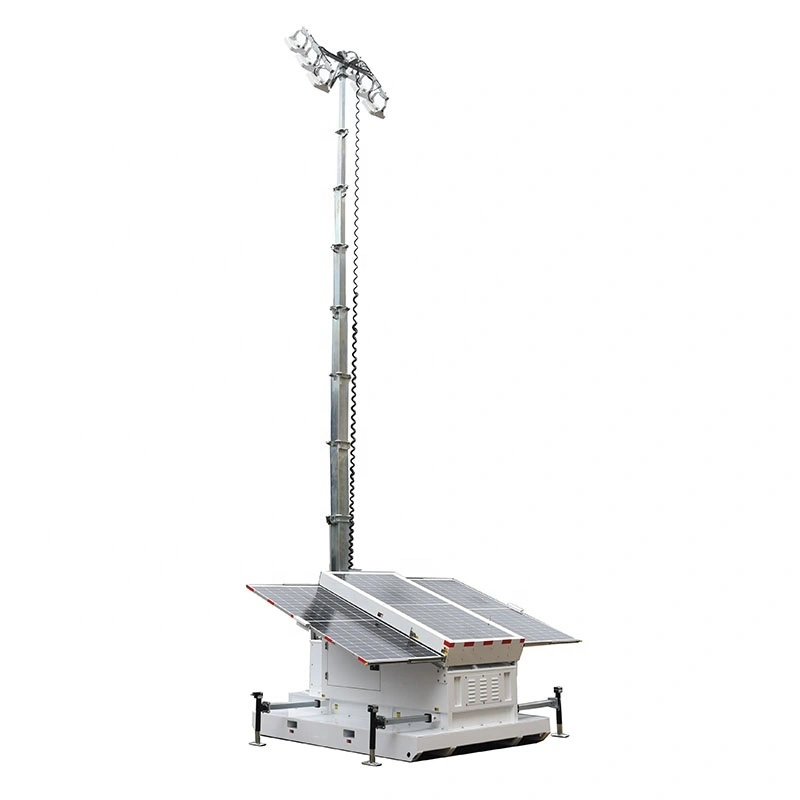 Skid light tower with 1380 solar panel and 14400wh gel battery for construction site 1
