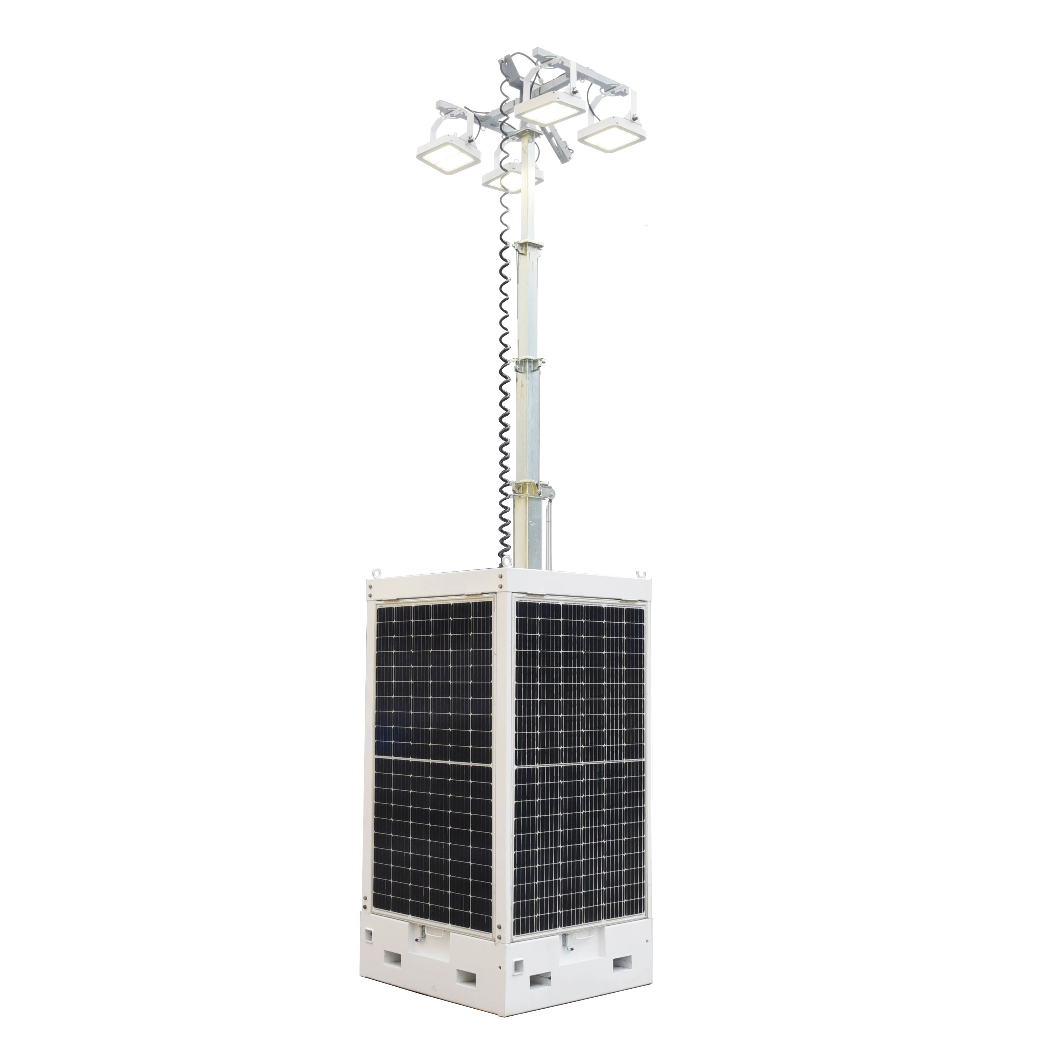 Cuboid mobile solar street powered light tower for temporary works 1